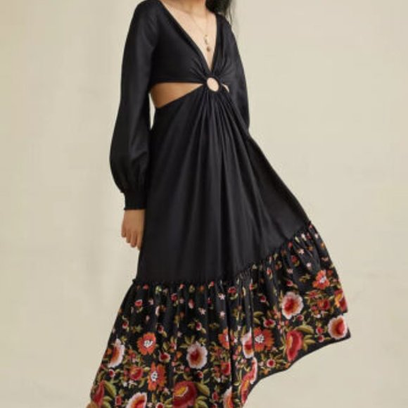 Anthropologie Geisha Designs 248$ 8 Karolina Embroidered Cut-Out Maxi Dress NWT - Picture 7 of 9